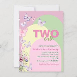 Invitation d'anniversaire de deux mignons papillon