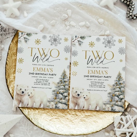 Invitation d'anniversaire de deux ours sauvages, 2