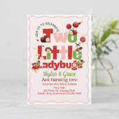Invitation d'anniversaire de deux petites coccinel (Debout devant)