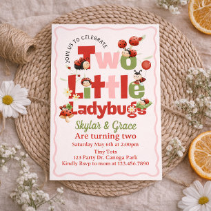 Invitation d'anniversaire de deux petites coccinel