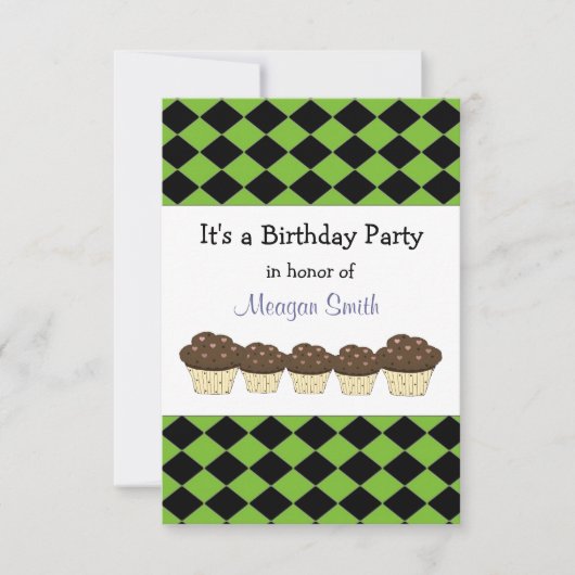 Invitation d'anniversaire de Diamant noir et vert (Devant)