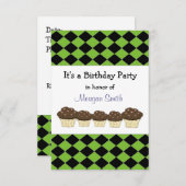 Invitation d'anniversaire de Diamant noir et vert (Devant / Derrière)