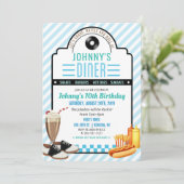 Invitation d'anniversaire de diner rétro des année (Debout devant)