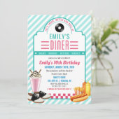 Invitation d'anniversaire de diner rétro des année (Debout devant)