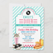 Invitation d'anniversaire de diner rétro des année (Devant)