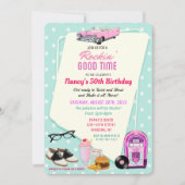 Invitation d'anniversaire de diner rétro des année (Devant)