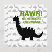 Invitation d'anniversaire de Dino de dinosaure de (Devant / Derrière)
