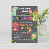 Invitation d'anniversaire de Dino modifiable - Car (Debout devant)