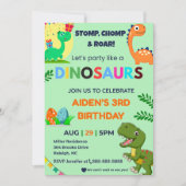 Invitation d'anniversaire de Dino modifiable | Roa (Devant)