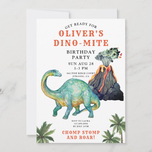 Invitation d'anniversaire de Dinosaur (Devant)