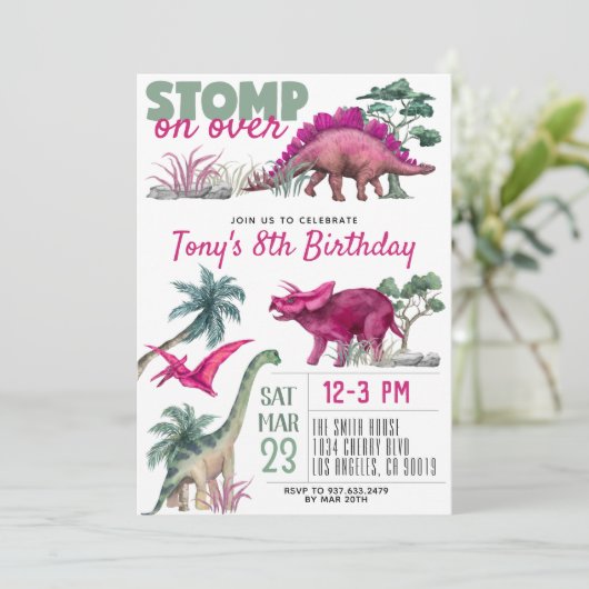 Invitation d'anniversaire de Dinosaur (Debout devant)