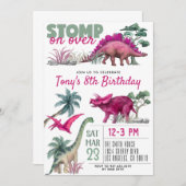 Invitation d'anniversaire de Dinosaur (Devant / Derrière)