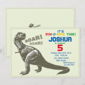 Invitation d'anniversaire de Dinosaur (Devant / Derrière)