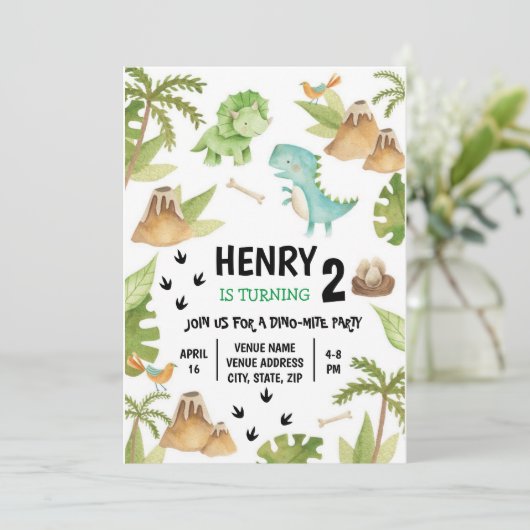 Invitation d'anniversaire de Dinosaur (Debout devant)