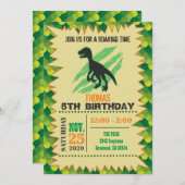 Invitation d'anniversaire de Dinosaur (Devant / Derrière)