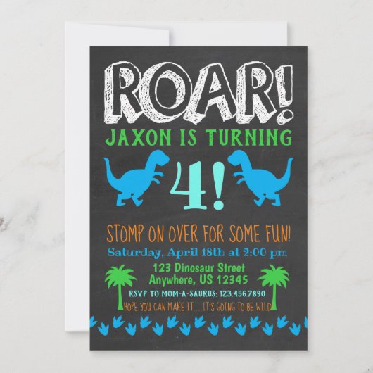 Invitation d'anniversaire de Dinosaur (Devant)