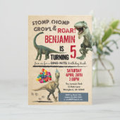 Invitation d'anniversaire de Dinosaur (Debout devant)