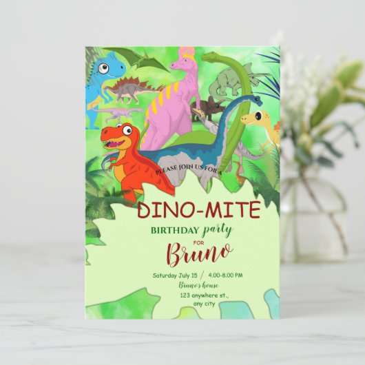 Invitation d'anniversaire de Dinosaur (Debout devant)