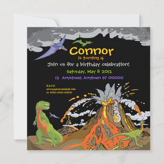 Invitation d'anniversaire de Dinosaur (Devant)