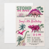 Invitation d'anniversaire de Dinosaur (Devant / Derrière)