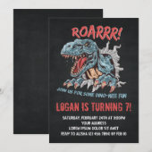 Invitation d'anniversaire de Dinosaur (Devant / Derrière)