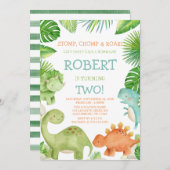Invitation d'anniversaire de Dinosaur (Devant / Derrière)