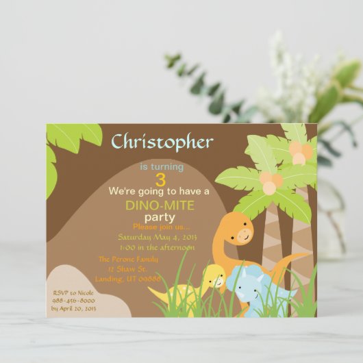 Invitation d'anniversaire de Dinosaur (Debout devant)