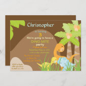 Invitation d'anniversaire de Dinosaur (Devant / Derrière)