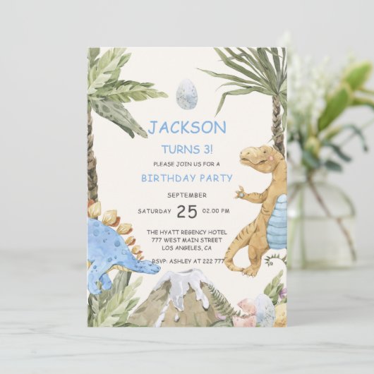 Invitation d'anniversaire de Dinosaur (Debout devant)