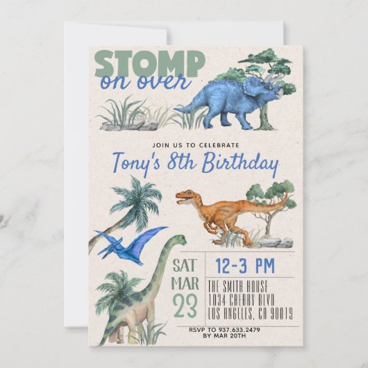 Invitation d'anniversaire de Dinosaur (Devant)