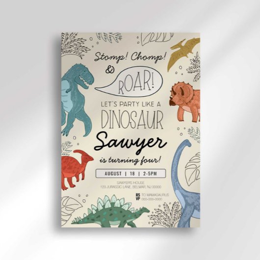 Invitation d'anniversaire de Dinosaur