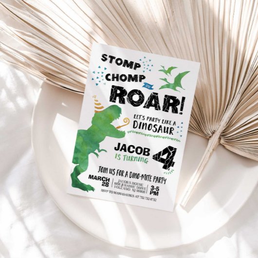 Invitation d'anniversaire de Dinosaur