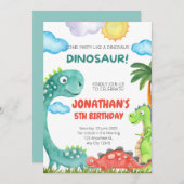 Invitation d'anniversaire de Dinosaur (Devant / Derrière)