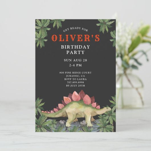 Invitation d'anniversaire de Dinosaur (Debout devant)