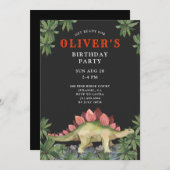 Invitation d'anniversaire de Dinosaur (Devant / Derrière)