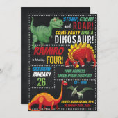 Invitation d'anniversaire de Dinosaur (Devant / Derrière)