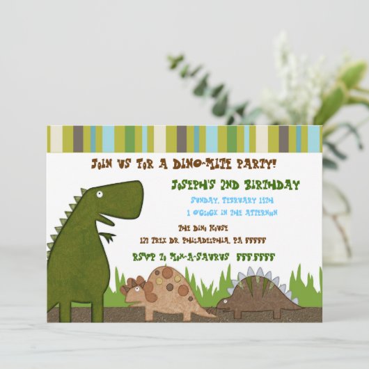 Invitation d'anniversaire de Dinosaur (Debout devant)