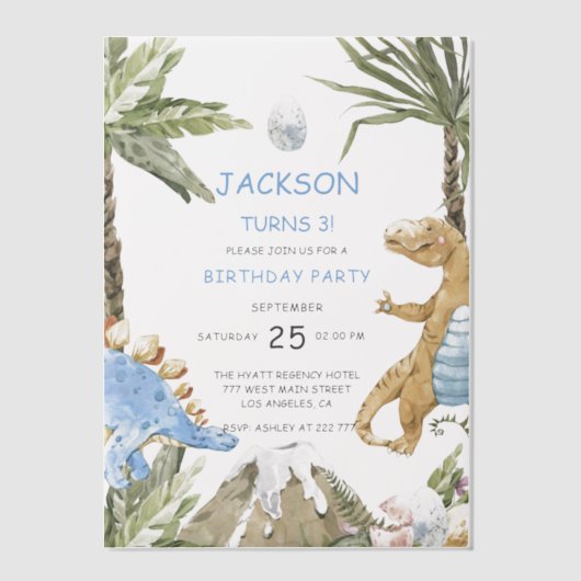 Invitation d'anniversaire de Dinosaur (Recto)