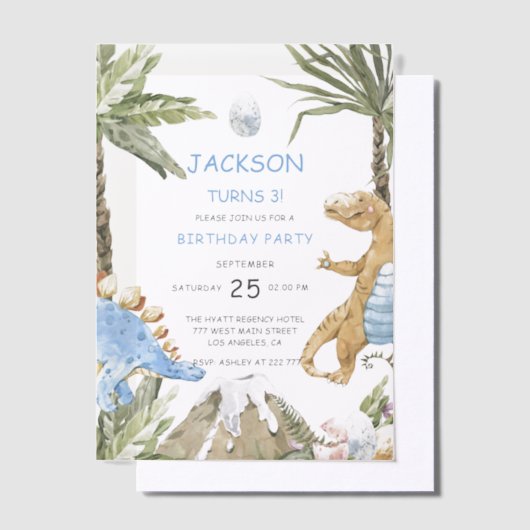 Invitation d'anniversaire de Dinosaur (Compenser)