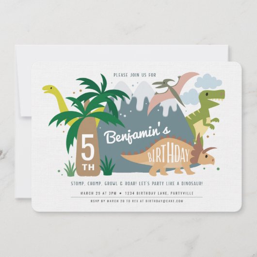 Invitation d'anniversaire de Dinosaur (Devant)