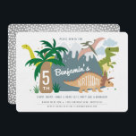 Invitation d'anniversaire de Dinosaur<br><div class="desc">Arrêtez,  chomp,  grattez et rugissez avec cette invitation de dinosaure fantaisiste et ludique. Concurrence avec montagnes,  volcans,  trex,  arbres et plus encore!</div>