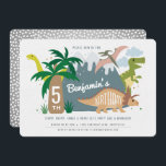 Invitation d'anniversaire de Dinosaur<br><div class="desc">Arrêtez,  chomp,  grattez et rugissez avec cette invitation de dinosaure fantaisiste et ludique. Concurrence avec montagnes,  volcans,  trex,  arbres et plus encore!</div>