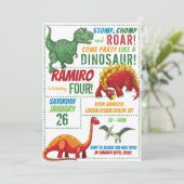 Invitation d'anniversaire de Dinosaur (Debout devant)