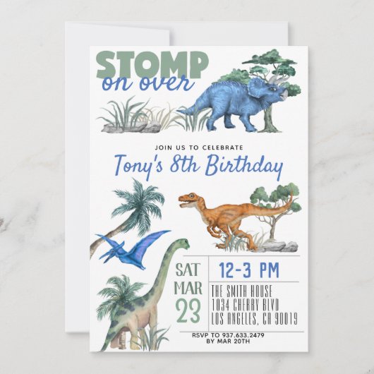 Invitation d'anniversaire de Dinosaur (Devant)