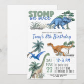 Invitation d'anniversaire de Dinosaur (Devant / Derrière)