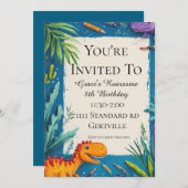 Invitation d'anniversaire de Dinosaur (Devant / Derrière)