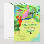 Invitation d'anniversaire de Dinosaur (Devant / Derrière)