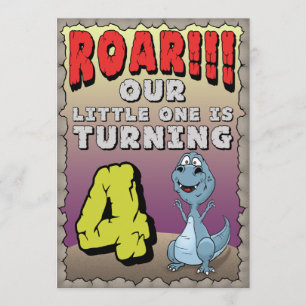 Invitation d'anniversaire de Dinosaur 4 ans