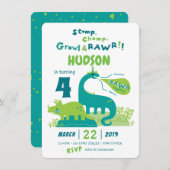 Invitation d'anniversaire de Dinosaur, anniversair (Devant / Derrière)