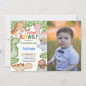 Invitation d'anniversaire de Dinosaur avec photo (Devant)